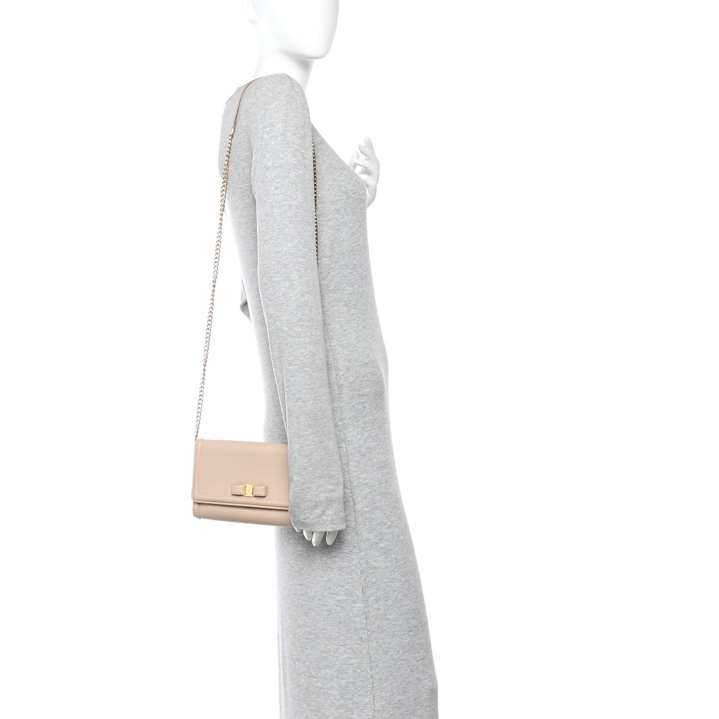 Printed Calfskin Ginny Shoulder Bag Beige