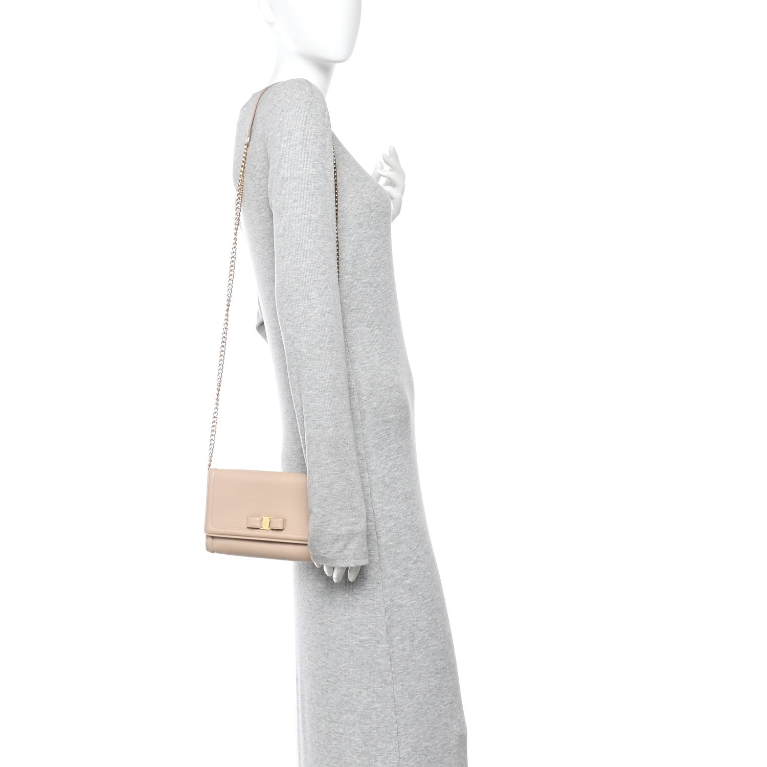 Salvatore Ferragamo Printed Calfskin Ginny Shoulder Bag Beige 2 of 9