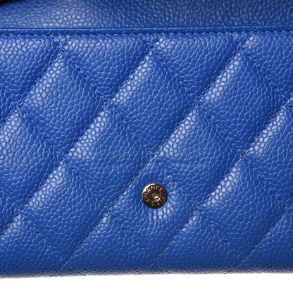 Chanel Caviar Quilted Large Gusset Flap Wallet Blue 12 of 15