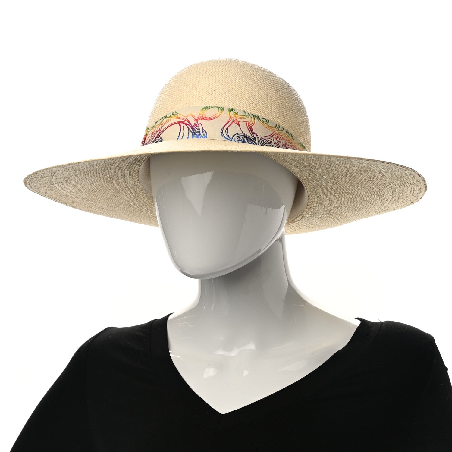 Hermes Straw Panama Brisa Brides De Gala Hat 58 Naturel Multicolore 2 of 8