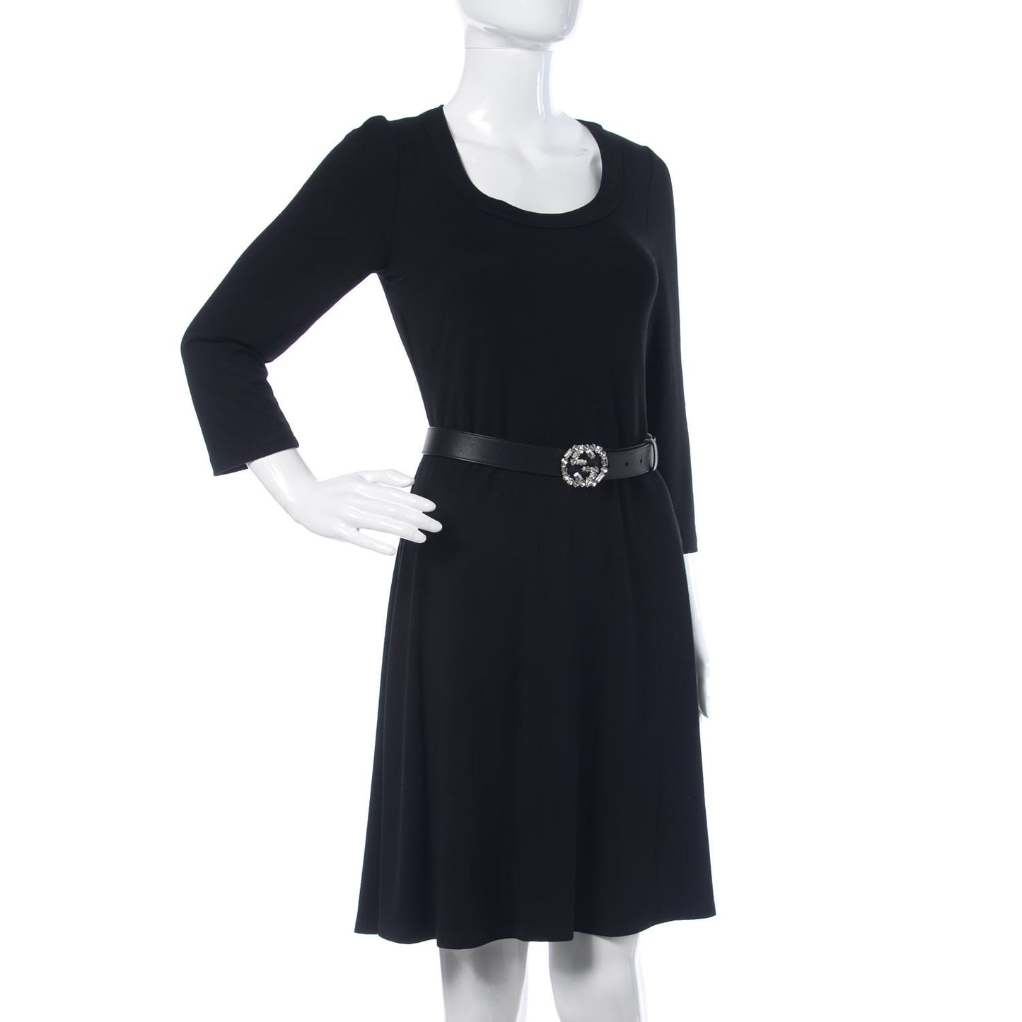 Calfskin Crystal Interlocking G Belt 90 36 Black