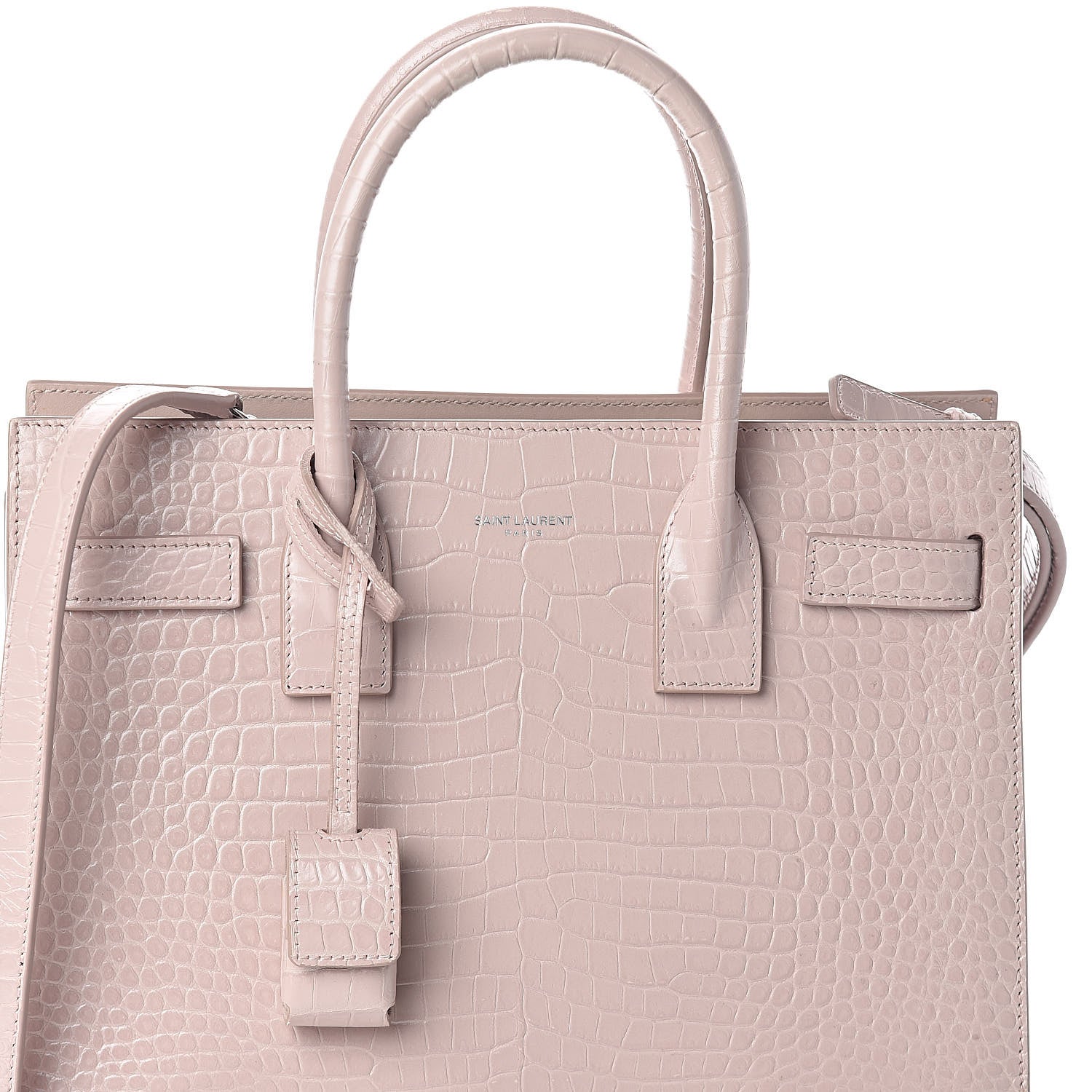 Saint Laurent Calfskin Crocodile Embossed Baby Sac De Jour Rose Antic 7 of 9