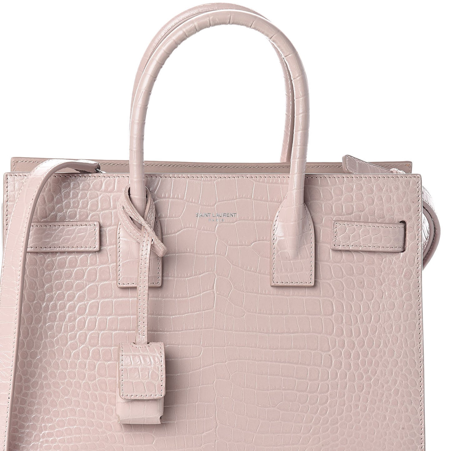 Calfskin Crocodile Embossed Baby Sac De Jour Rose Antic