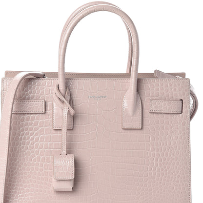 Saint Laurent Calfskin Crocodile Embossed Baby Sac De Jour Rose Antic 7 of 9