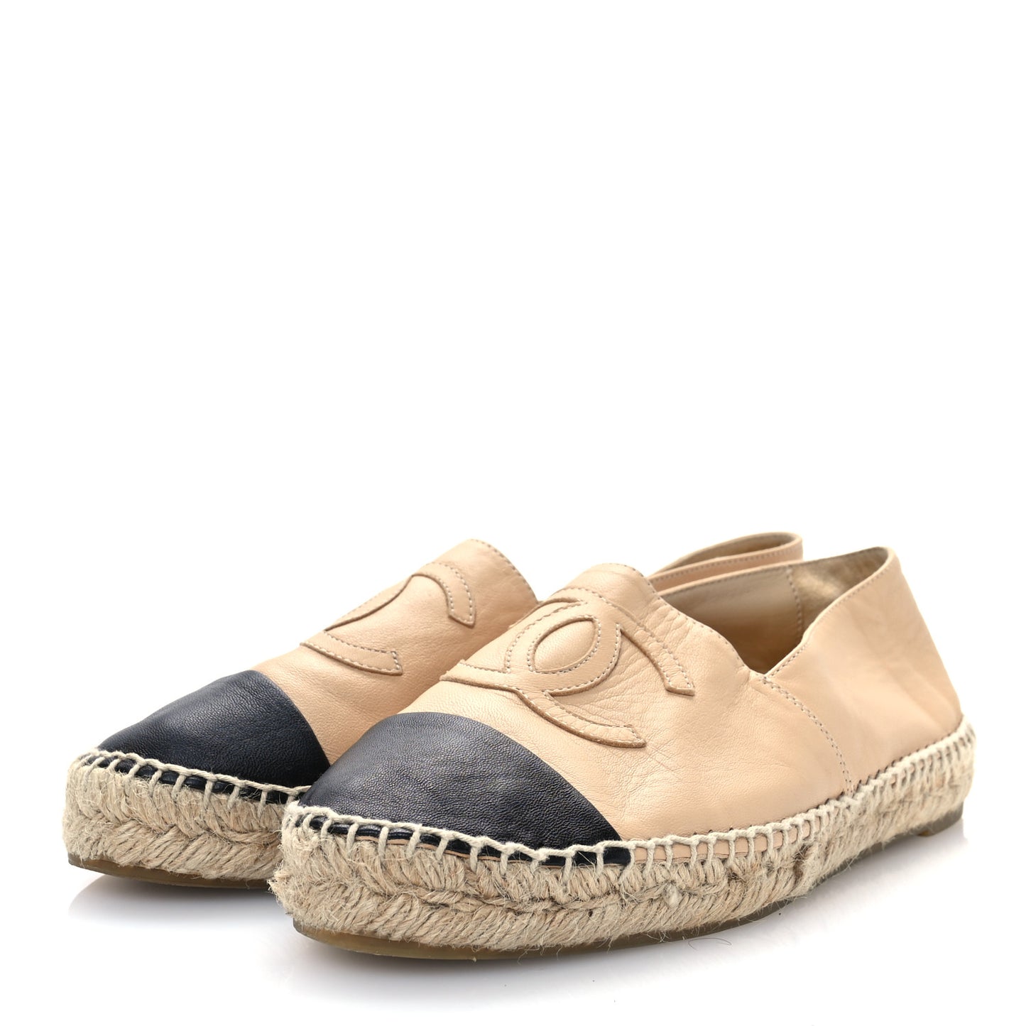 Lambskin CC Espadrilles 37 Beige Black