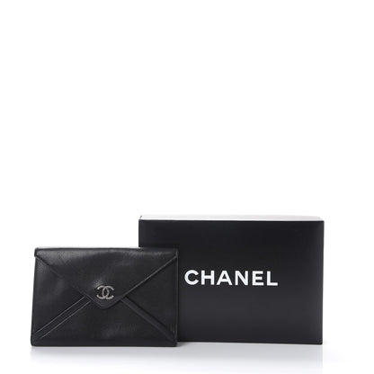 Chanel Lambskin Metallic Calfskin Cocomail Envelope Clutch Black Charcoal 12 of 12