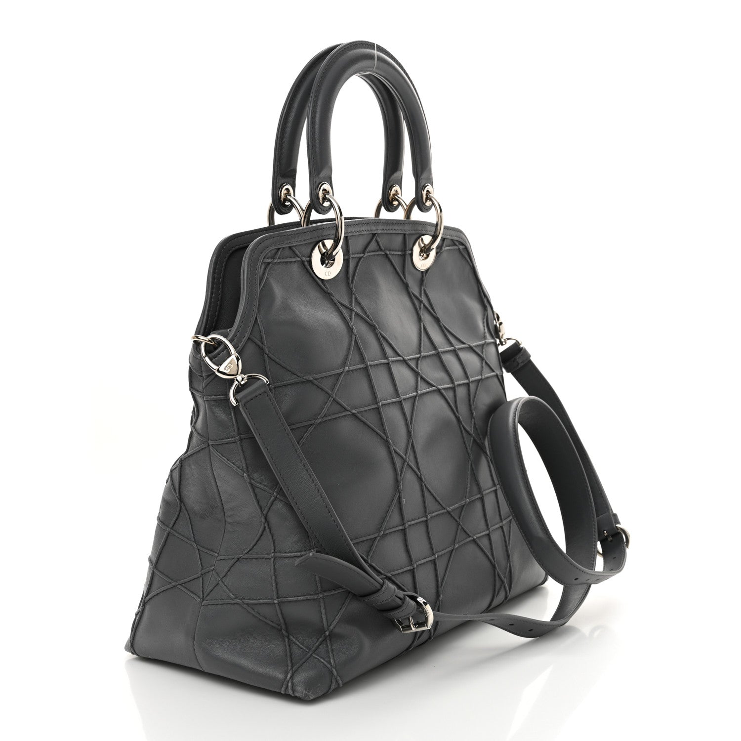 Christian Dior Lambskin Cannage Medium Granville Tote dARK Grey 3 of 14