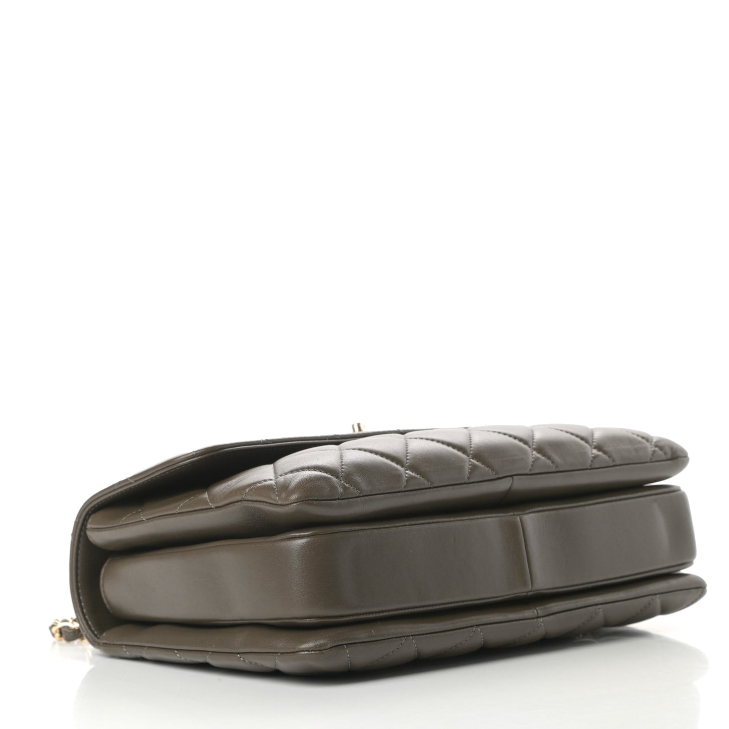 Lambskin Quilted Medium Trendy CC Flap Dual Handle Bag Dark Khaki