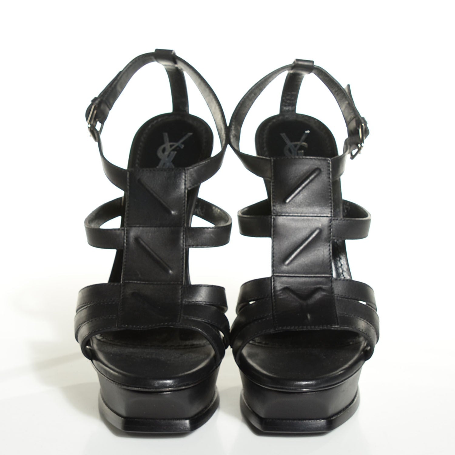 Saint Laurent Calfskin New Riveg 105 Platform Sandals 38.5 Black 2 of 7