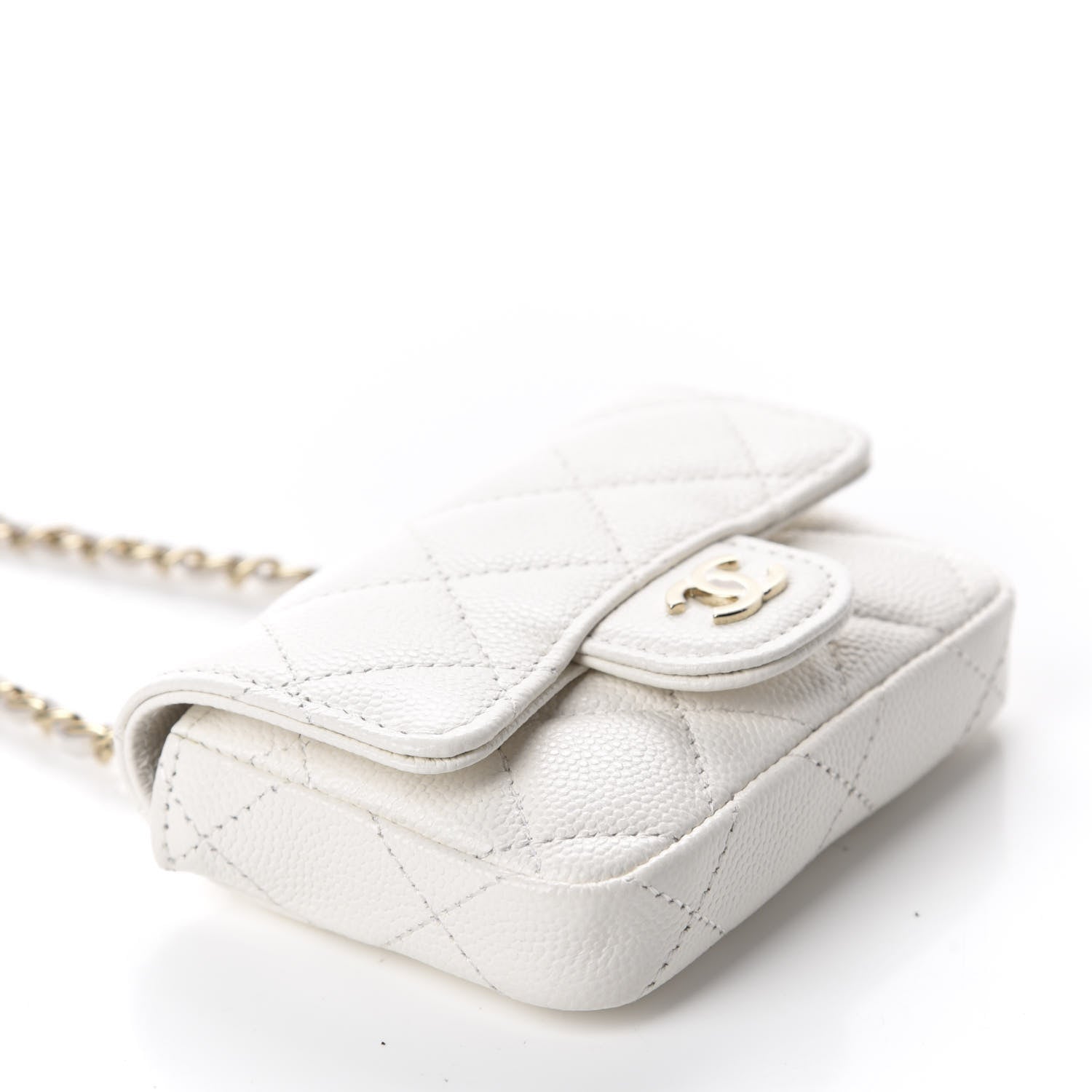 Chanel Caviar Quilted Flap Chain Waist Bag White 4 of 12