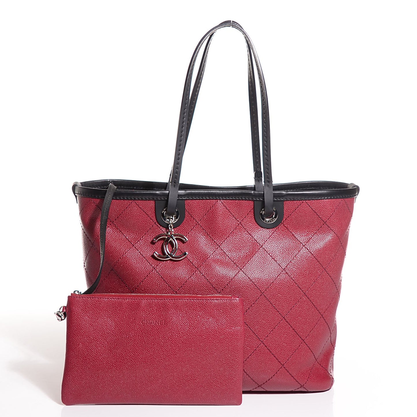 Grained Calfskin Shopping Fever Tote Red