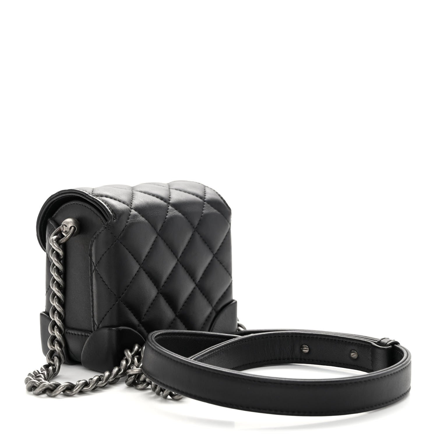 Chanel Lambskin Quilted Trunk Bag Black 3 of 11