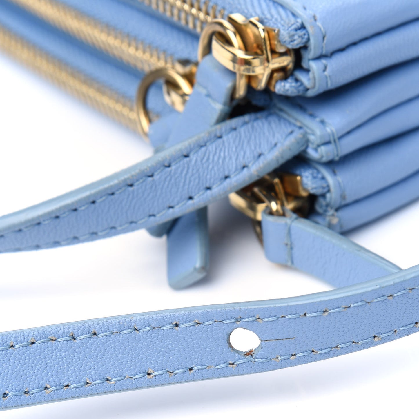 Lambskin Small Trio Crossbody Bag Baby Blue