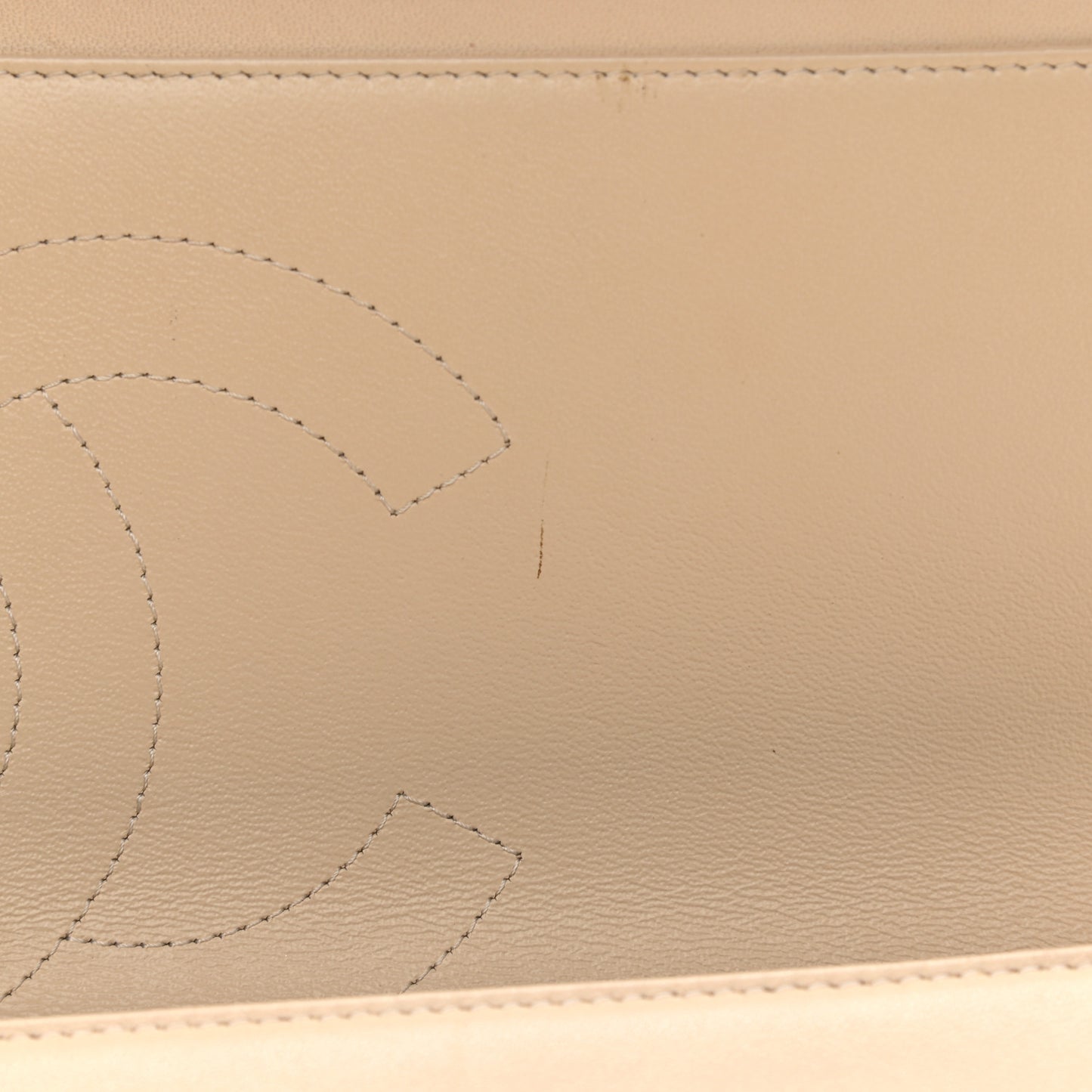 Lambskin Quilted Jumbo Double Flap Beige Clair
