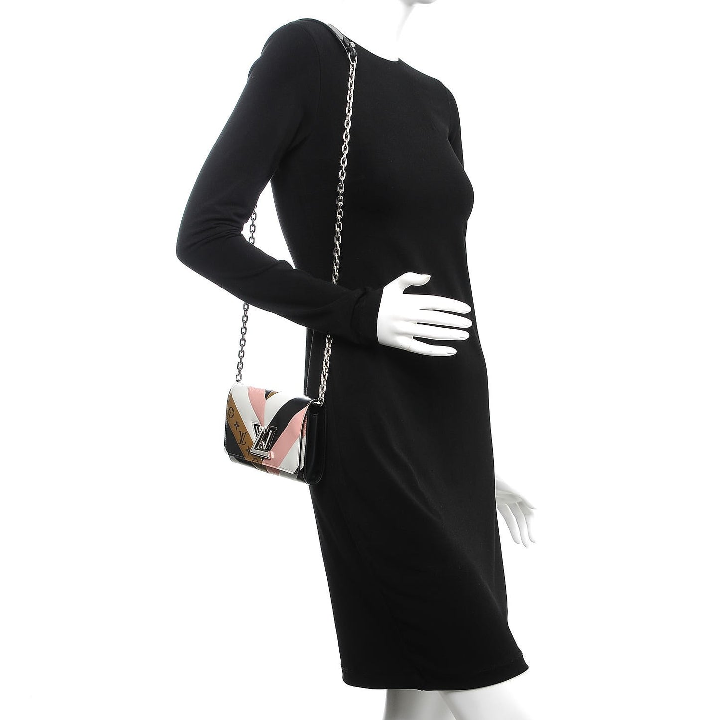 Epi Reverse Monogram Twist Chain Wallet Rose Ballerine