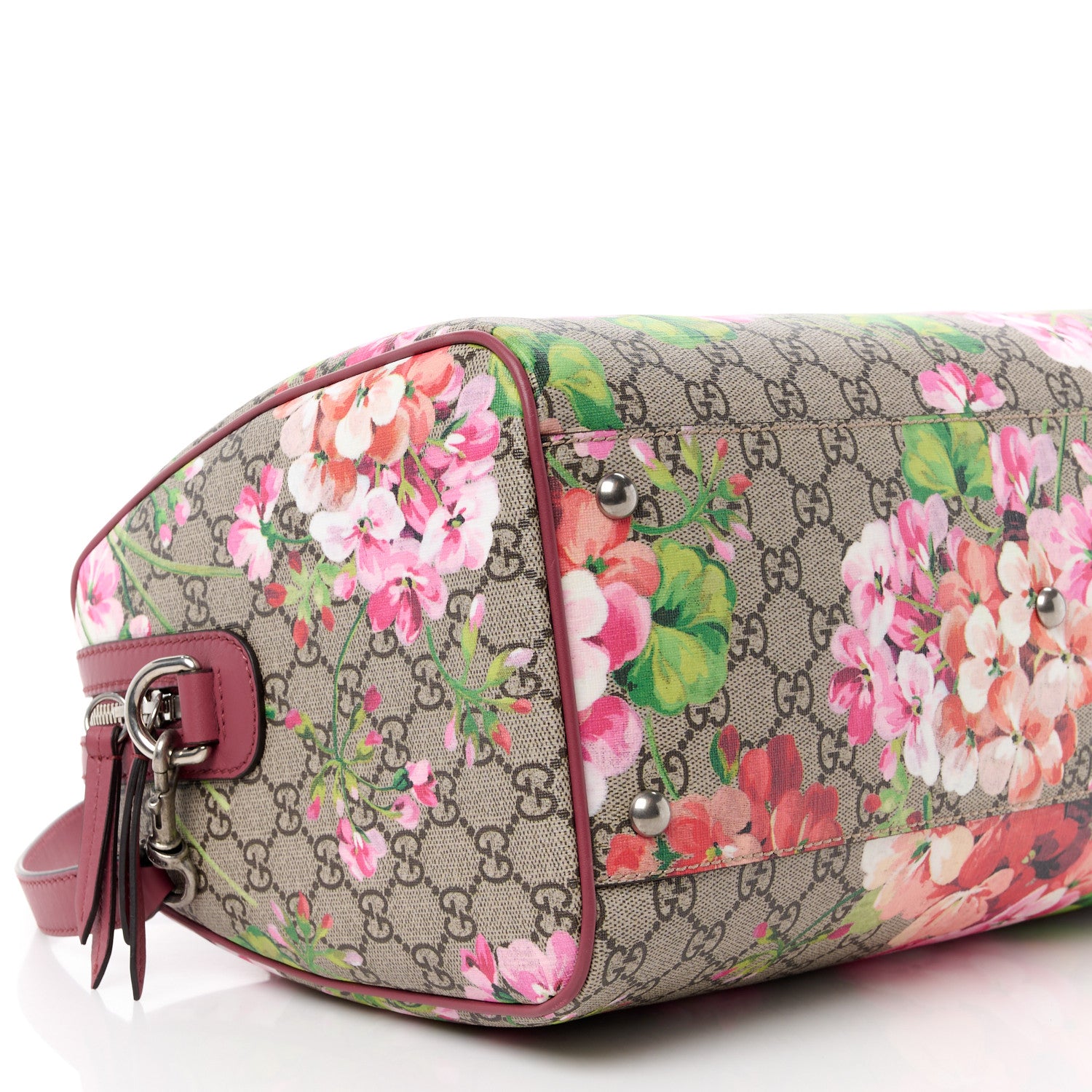 Gucci GG Supreme Monogram Blooms Medium Boston Beige Multicolor Dry Rose 11 of 12