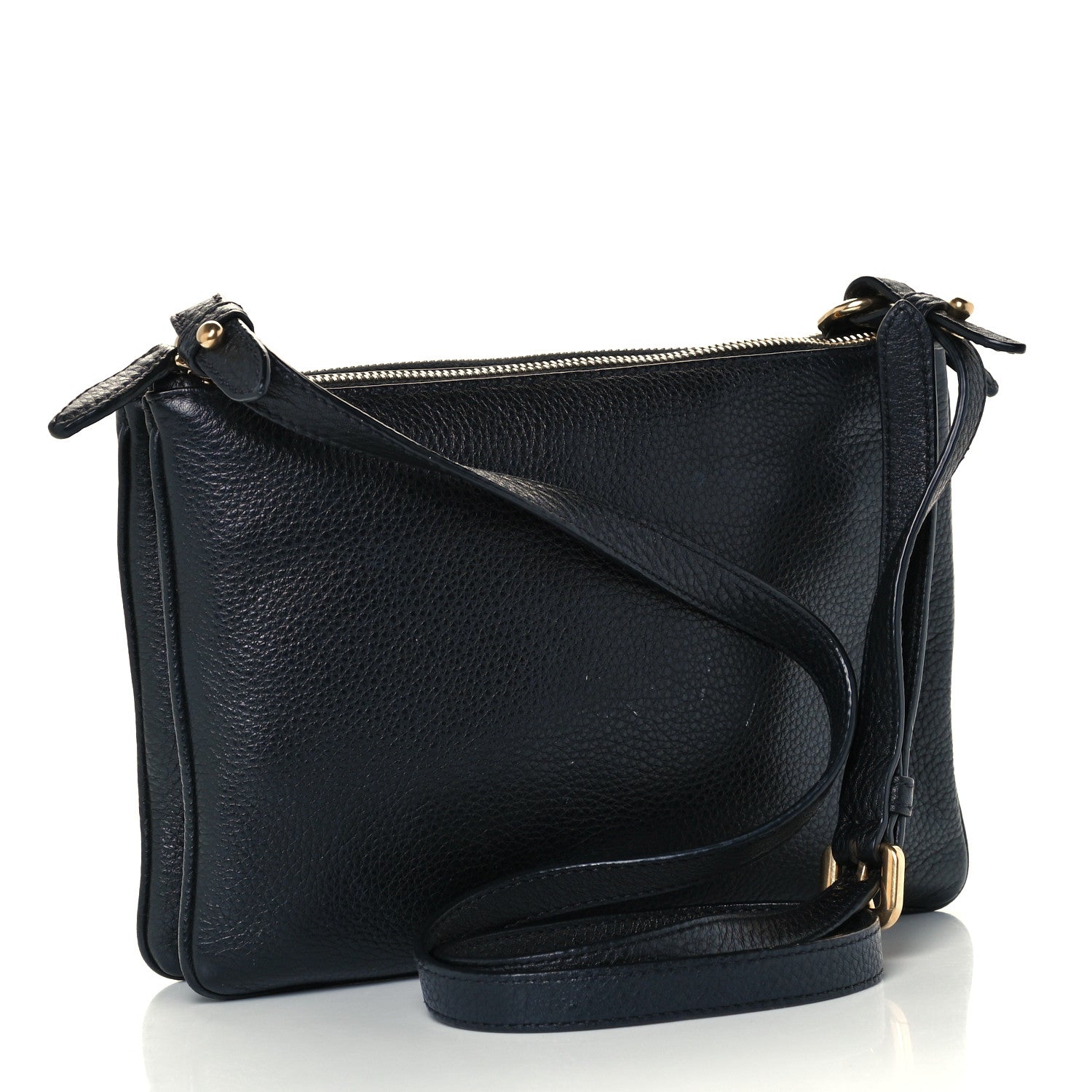 Prada Vitello Daino Double Zip Crossbody Bag Black 4 of 12