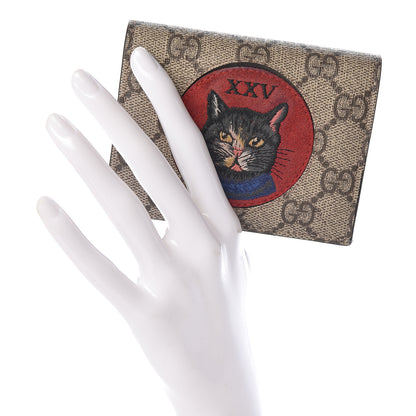 Gucci Soft GG Supreme Monogram Mystic Cat Card Case Wallet 2 of 7