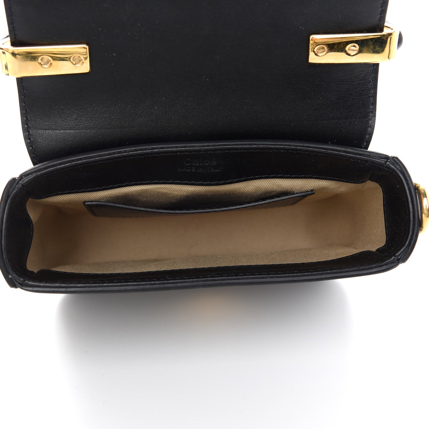 Shiny Calfskin Suede Mini C Double Carry Black
