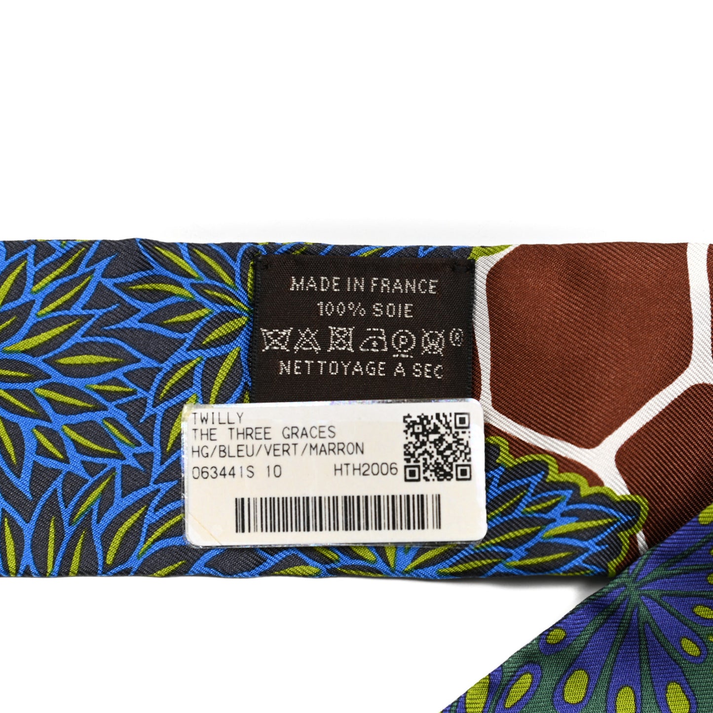 Silk The Three Graces Twilly Bleu Vert Marron