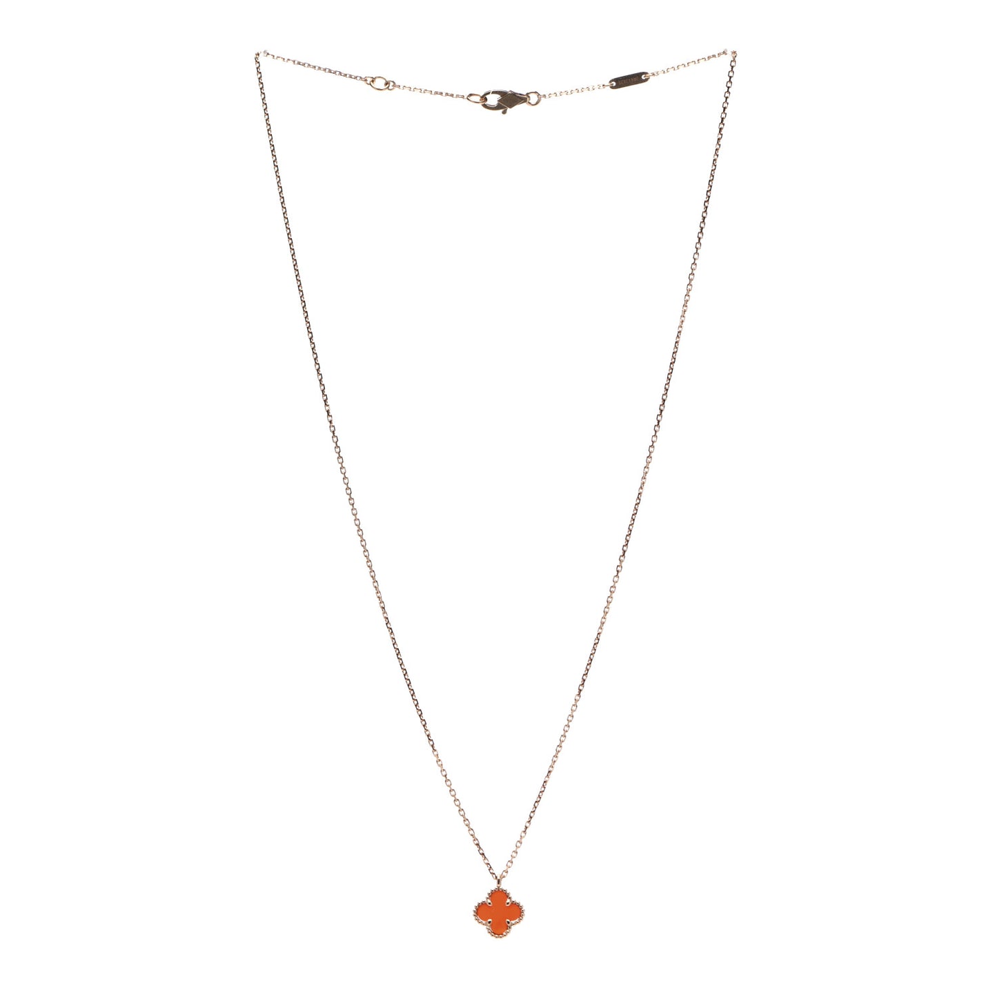 18K Rose Gold Carnelian Sweet Alhambra Pendant Necklace