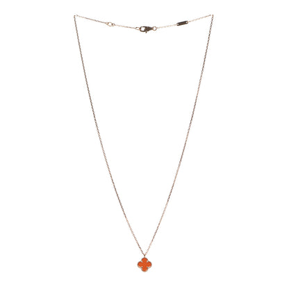 Van Cleef & Arpels 18K Rose Gold Carnelian Sweet Alhambra Pendant Necklace 3 of 6
