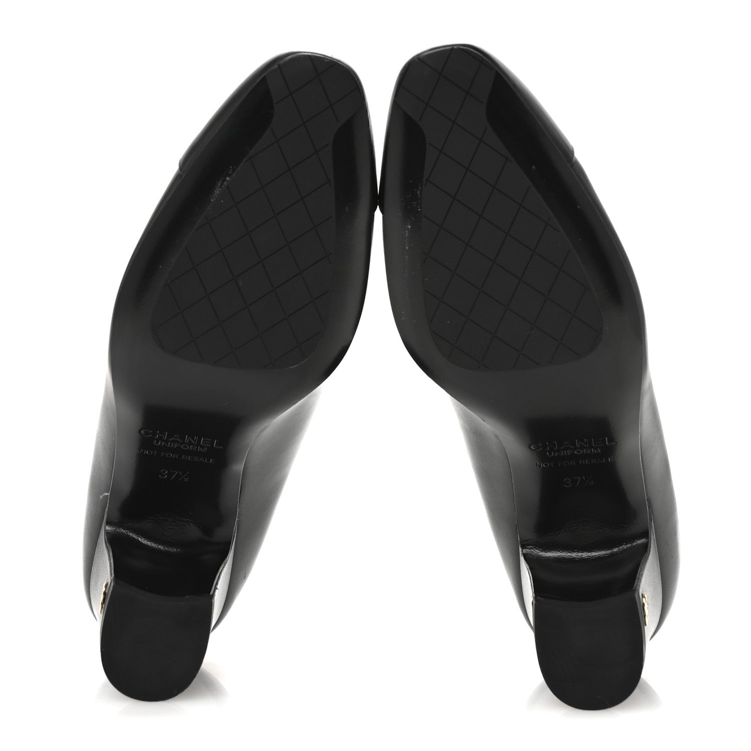 Chanel Lambskin Cap Toe CC Uniform Pumps 37.5 Black 6 of 10