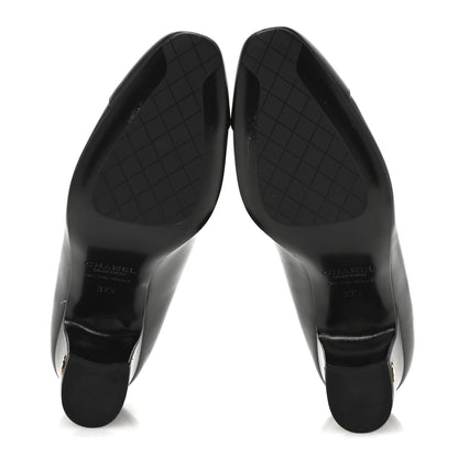 Chanel Lambskin Cap Toe CC Uniform Pumps 37.5 Black 6 of 10