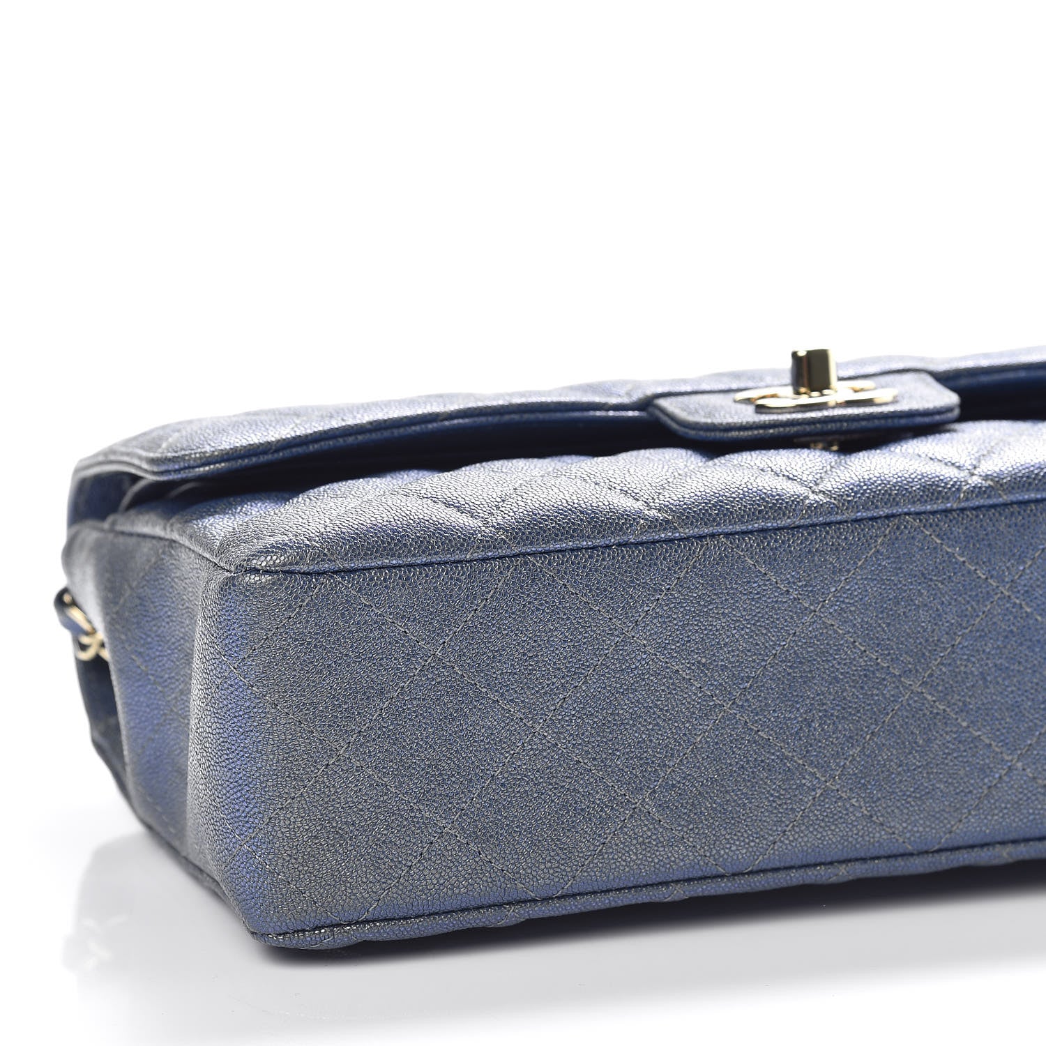 Chanel Iridescent Caviar Quilted Medium Double Flap Dark Blue 6 of 11