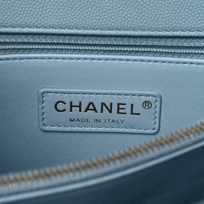 Chanel Caviar Quilted Medium Coco Handle Flap Light Blue 6 of 15