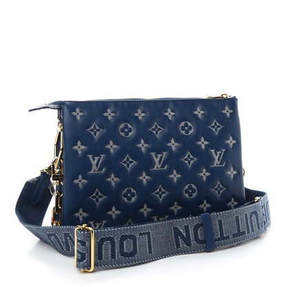 Louis Vuitton Lambskin Embossed Monogram Coussin PM Denim Blue 3 of 8
