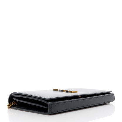 Saint Laurent Smooth Calfskin Tri-Metal Cassandre Wallet On Chain WOC Black 4 of 12