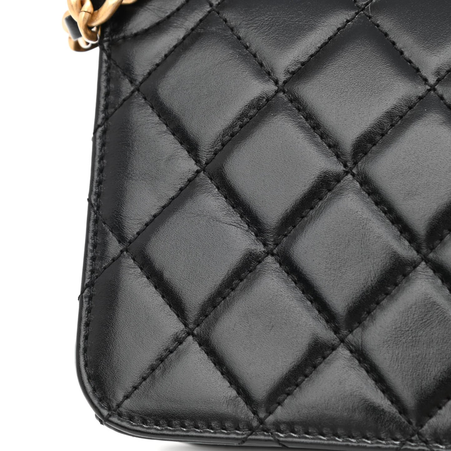Calfskin Quilted Mini Coco Ring Flap Black