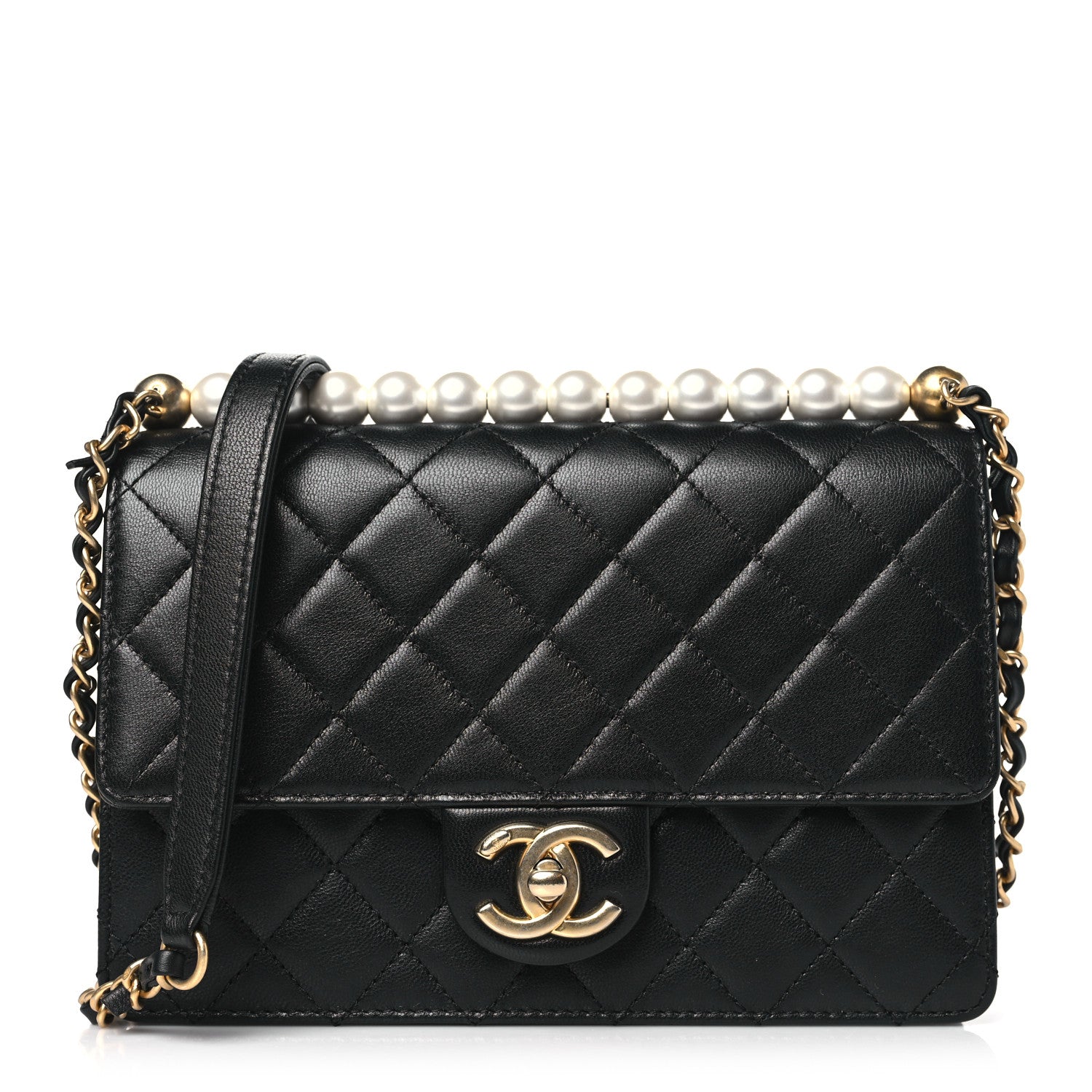 Chanel Lambskin Quilted Small Chic Pearls Flap Black 1 of 10