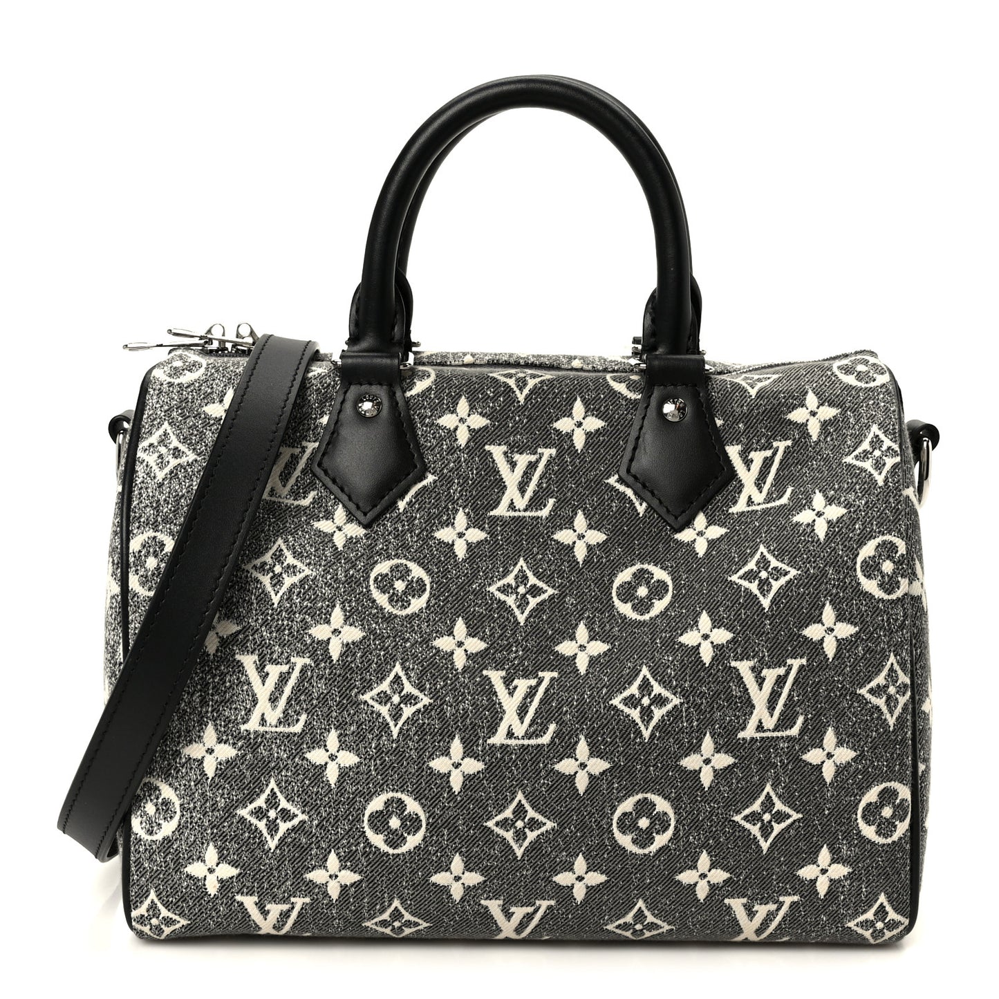 Denim Monogram Jacquard Speedy Bandouliere 25 Black