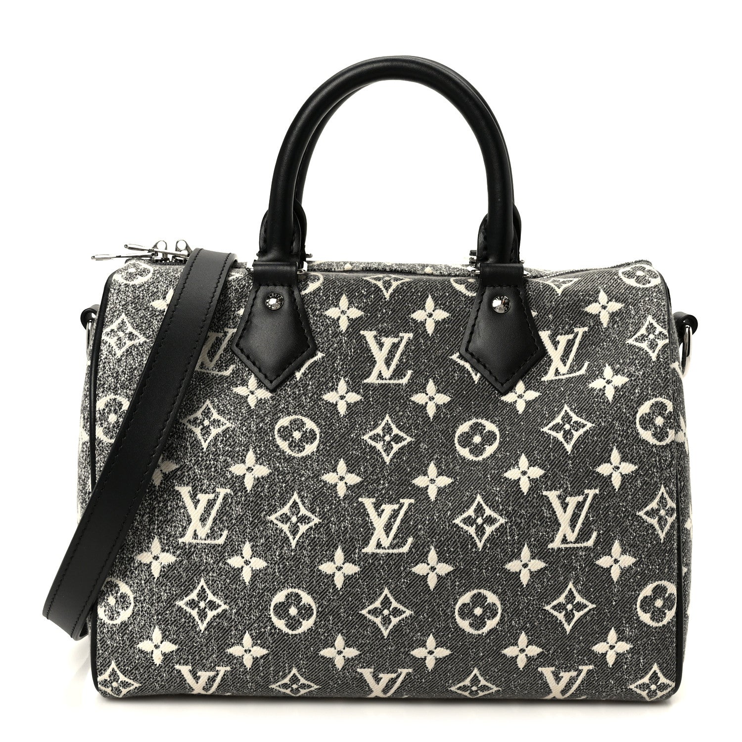 Louis Vuitton Denim Monogram Jacquard Speedy Bandouliere 25 Black 1 of 12