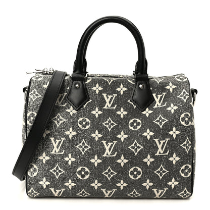 Louis Vuitton Denim Monogram Jacquard Speedy Bandouliere 25 Black 1 of 12