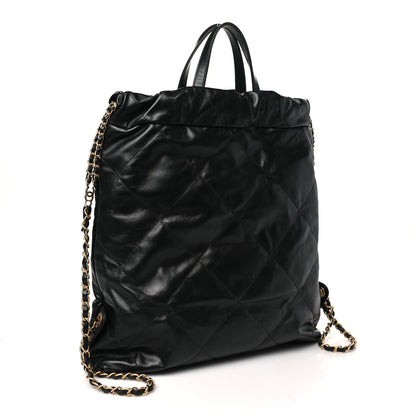 Chanel Shiny Calfskin Quilted Chanel 22 Backpack Black 3 of 10