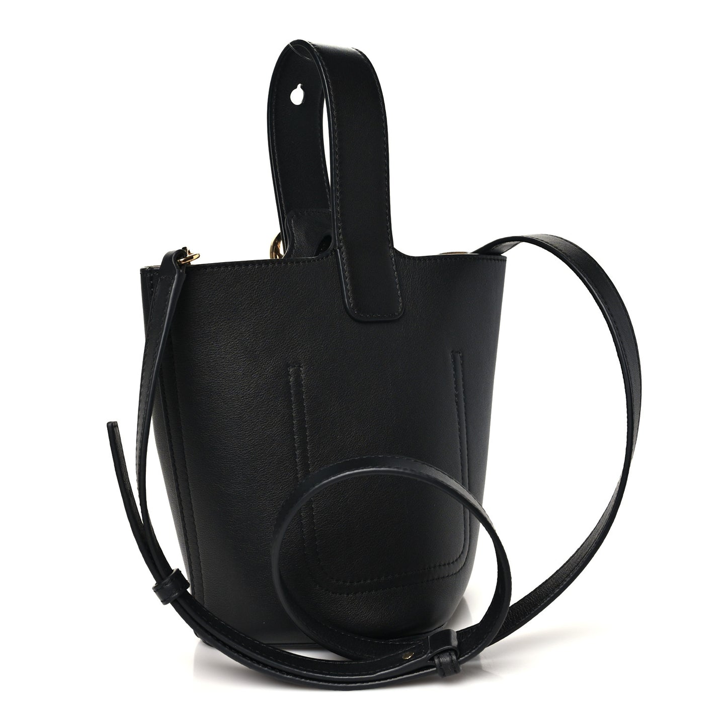 Soft Grained Calfskin Mini Pebble Bucket Bag Black