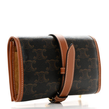 Celine Triomphe Canvas Calfskin Jewelry Pouch Tan 3 of 8