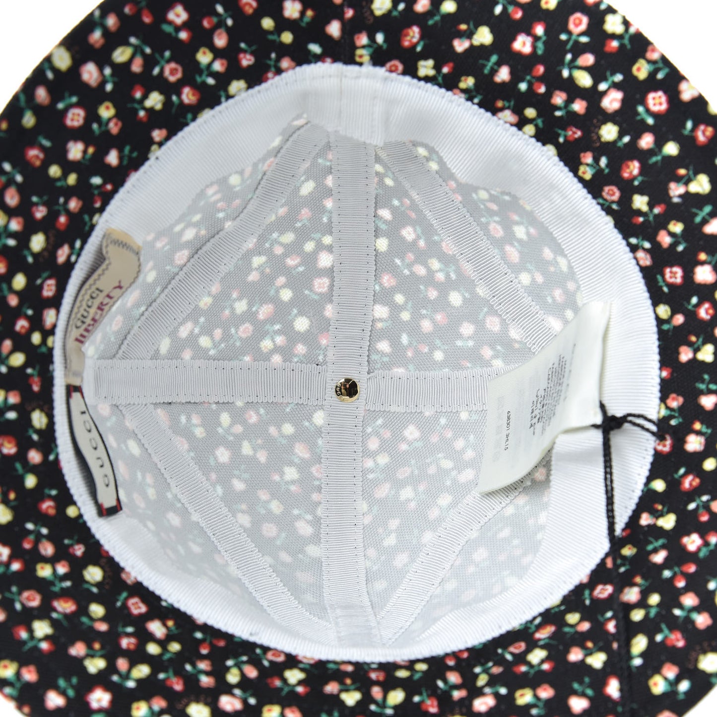 X LIBERTY OF LONDON Canvas Floral Print Bucket Hat S Black Multicolor