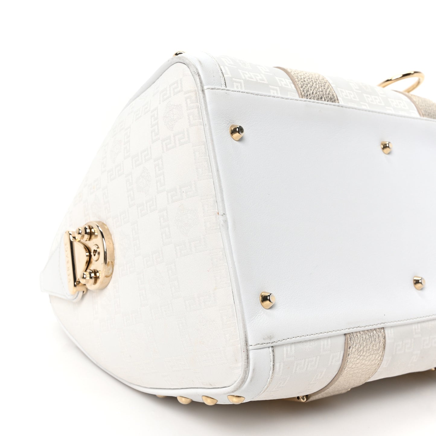Metallic Calfskin Canvas Snap Out Of It Bag White