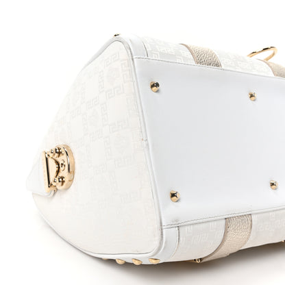 Versace Metallic Calfskin Canvas Snap Out Of It Bag White 8 of 9