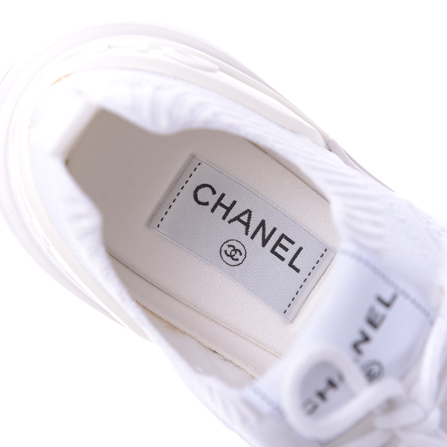 Chanel Mixed Fibers Quilted Womens CC Sneakers 40 White 8 of 10