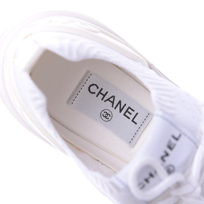 Chanel Mixed Fibers Quilted Womens CC Sneakers 40 White 8 of 10
