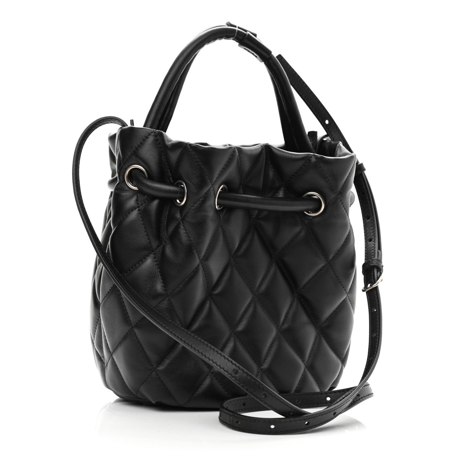 Balenciaga Nappa Calfskin Quilted Touch B Bucket Bag Black 3 of 9