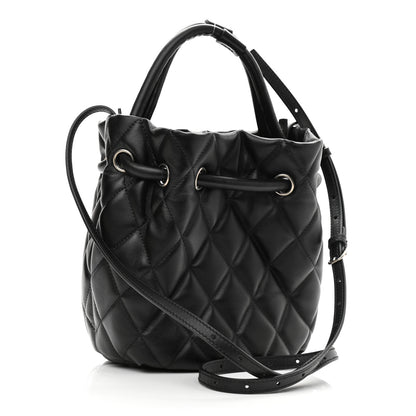 Balenciaga Nappa Calfskin Quilted Touch B Bucket Bag Black 3 of 9