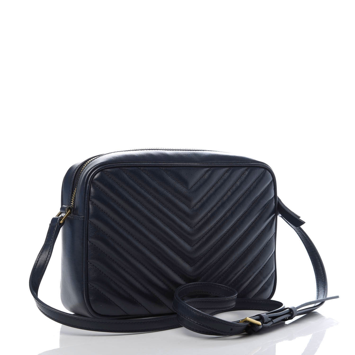 Saint Laurent Calfskin Matelasse Monogram Lou Camera Bag Navy 3 of 9