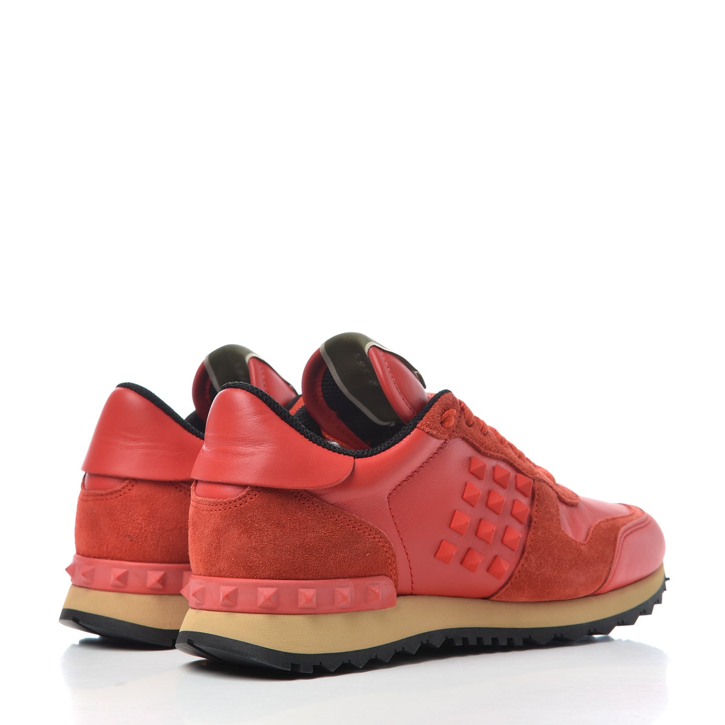 Calfskin Suede Rockstud Sneakers 36.5 Deep Orange
