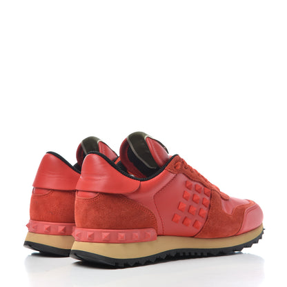 Valentino Garavani Calfskin Suede Rockstud Sneakers 36.5 Deep Orange 4 of 9